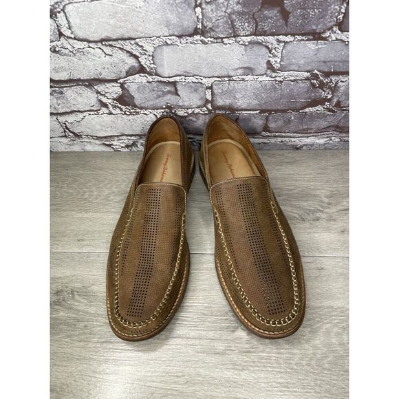 Tommy Bahama Felton Tan Brown Leather Perforated Casual Loafers Men 11M US/44EU - Picture 2 of 16